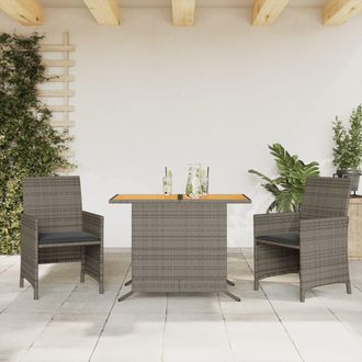 vidaXL Sillas Y Mesita De Jard&iacute;n Con Cojines 3 Piezas Rat&aacute;n Pe Gris Vidaxl
