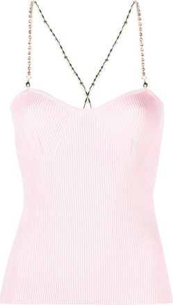 Blugirl crystal-embellished strap knit top - women - Viscose/Polyamide - M - Pink