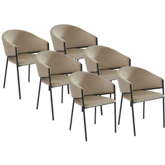 Vente-Unique Pascal Morabito - Sedia con braccioli in Velluto e Metallo Nero Beige - Lotto di 6 - ordida di