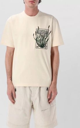 Moncler botanical graphic stretch cotton crew neck t shirt