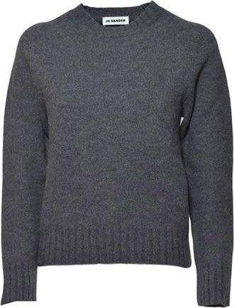 Jil Sander Classic Crew Neck Sweater In Soft Grey Wool