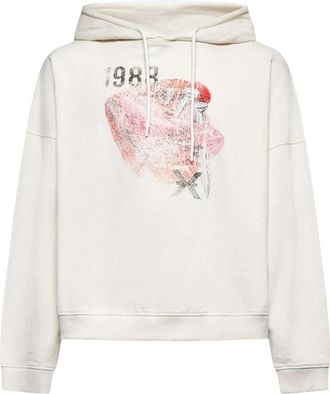 John Richmond Printed Hoodie - Heren - Hoodies - Wit - L - Katoen - Hoodies & sweatvesten
