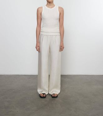 Enza Costa Puckered Sheath Tank In Vanilla