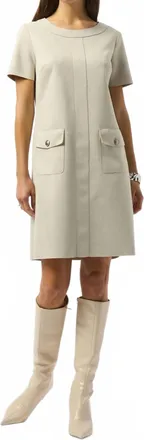 Joseph Ribkoff Scuba Suede Shift Dress In Moonstone