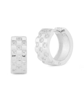 Chloe and Madison Chloe And Madison Silver Cz Checkered Huggie Earrings