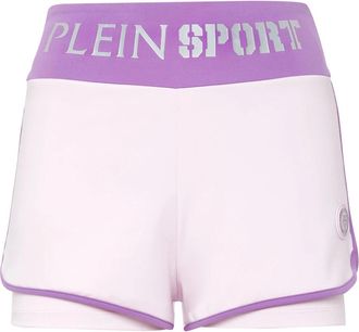 Plein Sport Jogging Shorts - Dames - Korte sportbroeken - Wit - L - Polyester - Fitness