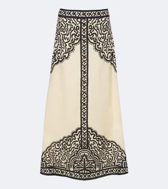 Johanna Ortiz Loose Horizon printed linen maxi skirt