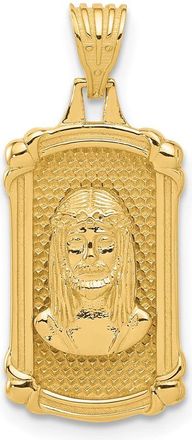 Diamond2Deal 14k Yellow Gold Polished Textured Dog Tag Jesus Pendant