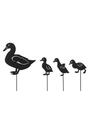 Glitzhome 18H Multi-functional 2-in-1 Set of 4 Black Metal Duck Silhouette Picks Wall Decor at Nordstrom, Size Medium