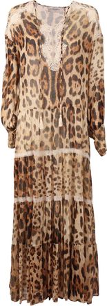 Ermanno Scervino Leopard Print Lace Maxi Dress