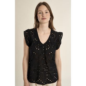 Molly Bracken Geborduurde blouse met korte mouwen