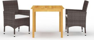 vidaXL Juego De Comedor De Jard&iacute;n De 3 Piezas Marr&oacute;n Vidaxl
