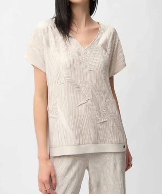 Joseph Ribkoff Pleated Satin Boxy Top In Moonstone