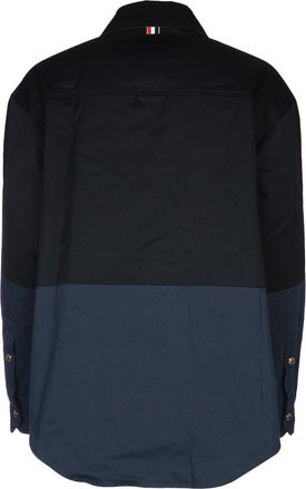 Thom Browne Mens Color-Block Cotton Jacket Navy