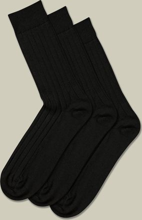 CHARLES TYRWHITT 3 Pair Merino Wool Multipack Socks - Black Size 10.5-13 by Charles Tyrwhitt