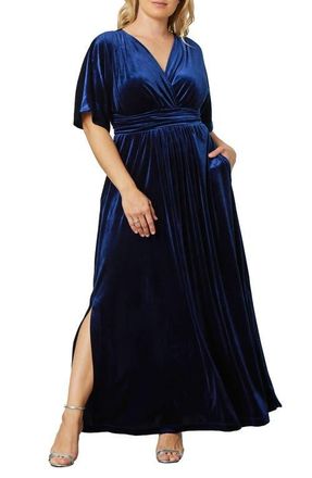 Kiyonna Verona Velvet Gown in Nocturnal Navy at Nordstrom, Size 0X
