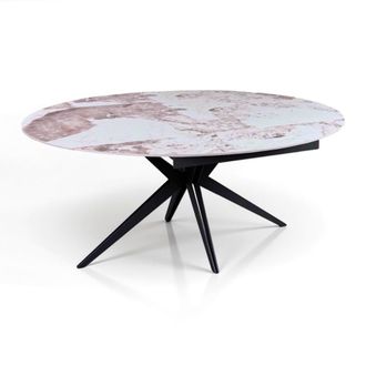 Oresteluchetta Mesa extensible cer&aacute;mica m&aacute;rmol &oacute;nice metal gris 76x160 cm