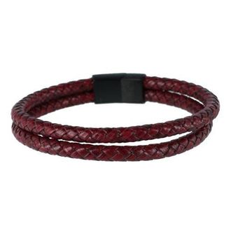 Trafalgar Store Calebs Crimson Braided Leather Secure Clasp Bracelet in Crimson Red at Nordstrom