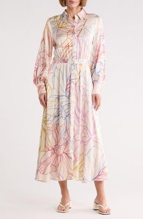 FRNCH Amanda Long Sleeve Shirtdress in Pastel Skecth at Nordstrom Rack, Size X-Small