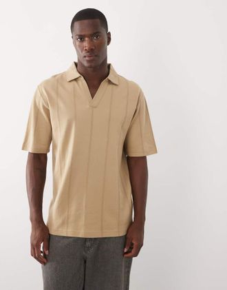 HUGO BOSS HUGO Red - Polo a maniche corte in jersey beige con scollo a V-Neutro