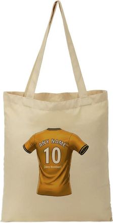 Unigift Personalised Gift - Wolverhampton Fan Tote Shopping Bag (Old Gold Football Jersey Design) Custom Name - Black Country WV1 Club