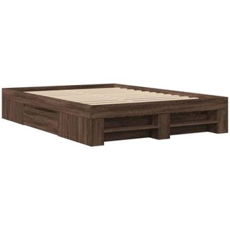 vidaXL Bed Frame without Mattress Brown Oak 135x190 cm Double Engineered Wood Vidaxl