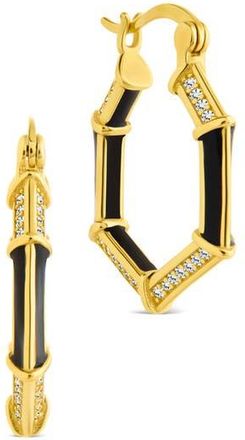 Sterling Forever Lina Enamel & Cubic Zirconia Hoop Earrings in Gold at Nordstrom Rack