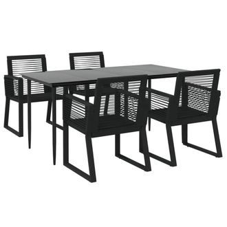 Berkfield Home Decorative 5 Piece Garden Dining Set Black PVC Rattan