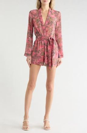 L'agence Arabell Long Sleeve Romper in Mauve Multi Kesi Print at Nordstrom Rack, Size 6