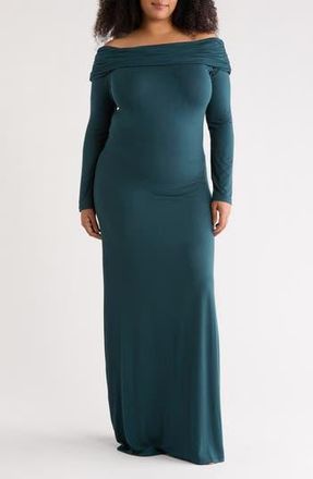 Renee C Off the Shoulder Long Sleeve Maxi Dress in Dark Green at Nordstrom Rack, Size 3 X