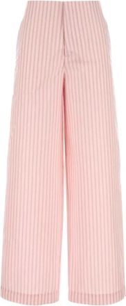 Philosophy di Lorenzo Serafini Geborduurde Poplin Broek - Dames - Wijde Broeken - Roze - XS - Katoen - Broeken