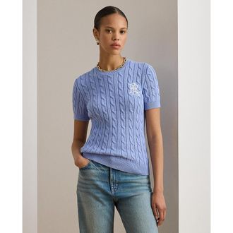 Ralph Lauren Kabeltruitje met korte mouwen en ronde hals