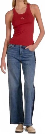 Elan Contrast Stitch Top In Red