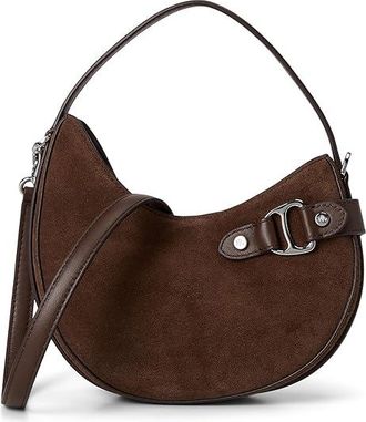 Lauren Ralph Lauren Suede Small Tasha Crossbody Bag Cross Body Womens Handbags Dark Hickory, Leather