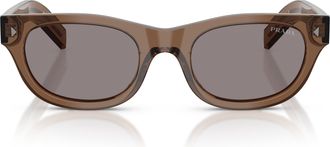 Prada 0pr C09s Translucent Brown Acetate Rectangular Sunglasses
