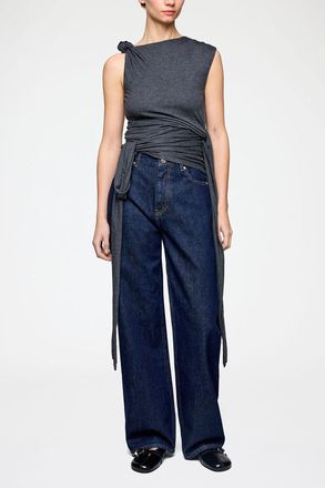 Ganni Mixed Top in Grey Jersey - Size 34 Modal