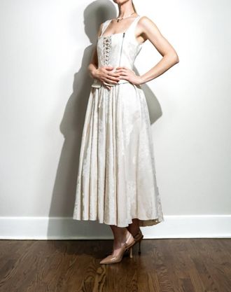 Nocturne Anastasia Corset Midi Dress In Beige