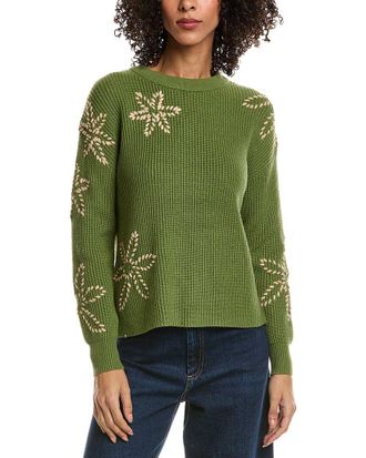T Tahari Flower Embroidery Sweater