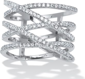 Palm Beach Jewelry 0.55 TCW Cubic Zirconia Sterling Silver Wrap Ring