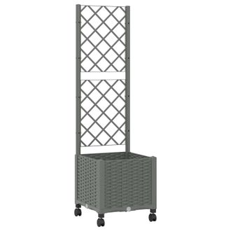 vidaXL Jardinera Con Enrejado Y Ruedas Gris Claro 40 X 40 X 146 Cm Pp Vidaxl