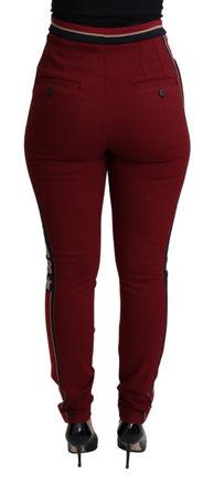 Dolce & Gabbana Womens Red Dg Star Striped Skinny Cotton Pant Nylon Elastane
