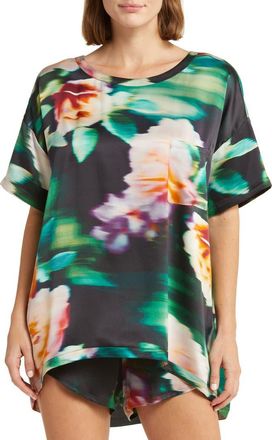 Lunya Washable Silk Tee Short Pajamas in Aurora Garden at Nordstrom, Size Medium