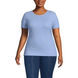 Lands End Cotton Rib T-shirt in Light Sea Blue at Nordstrom, Size 3X