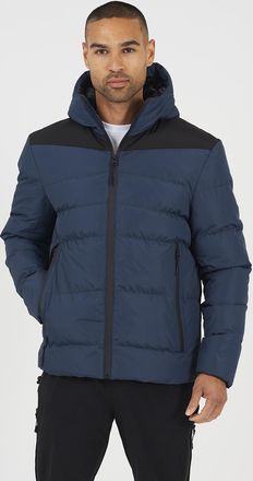 Brave Soul Mens Blue Padded Quilted Hooded Jacket - Size X-Large