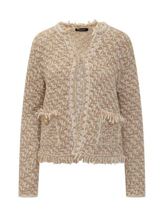 Fabiana Filippi Beige Bouclé Jacket With Fringes By Fabiana Filippi