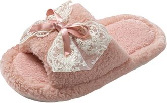 Generic Womens Furry Home Slippers Ladies Open Toe Fuzzy Cozy Slipper Slip on Soft Fur Warm Indoor House Shoes
