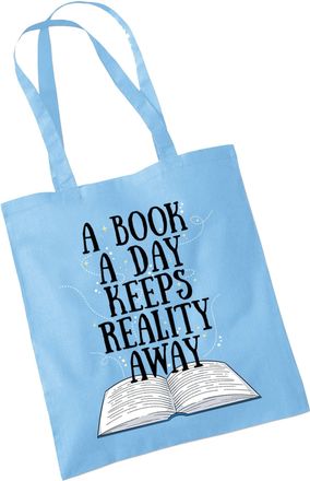 Bang Tidy Clothing Tote Bags For Women A Book a Day Printed Cotton Shopper Bag Gifts SKYBLUE
