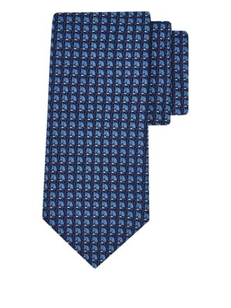 Ferragamo jacquard gancini pegasus tie - men - Silk/Acetate/Viscose - One Size - Blue
