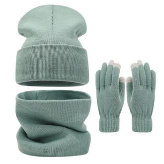 Generic Hat Scarf And Gloves Set For Winter Women Knitted Pom Beanie Finger Glove Hats Scarves Men Ear Muffs Slippers Gifts Outdoor Sports Motorcycle Skiing R
