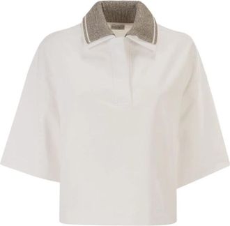 Brunello Cucinelli Interlock Couture Poloshirt - Dames - Polos - Wit - XS - Katoen - Tops